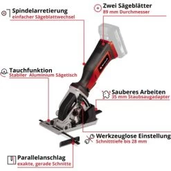 Einhell Power X-Change Akku-Mini Handkreisssäge TE-CS 18/89 Li Solo -Werkzeugdepot Geschäft 4006825646184 2171 03