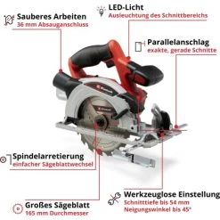 Einhell Power X-Change Akku-Handkreissäge TE-CS 18/165-1 Li Solo -Werkzeugdepot Geschäft 4006825647556 2171 03