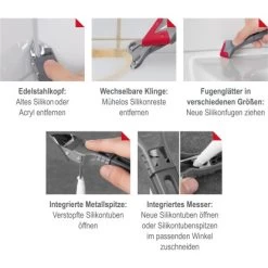 Easymaxx Silikonentferner 5 In 1 Set Grau-Rot 22 Easymaxx Silikonentferner 5 In 1 Set Grau-Rot -Werkzeugdepot Geschäft 4052926052935 4257 A 07